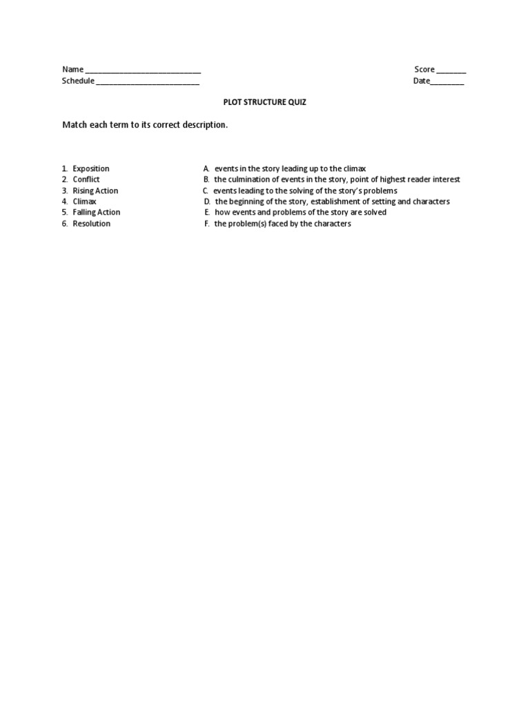 Plot Structure Quiz PDF