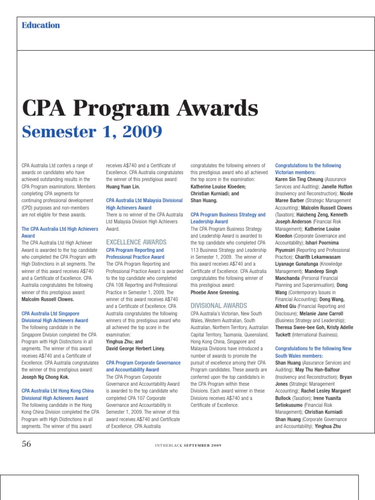5659 CPA Awards Certified Public Accountant Accounting