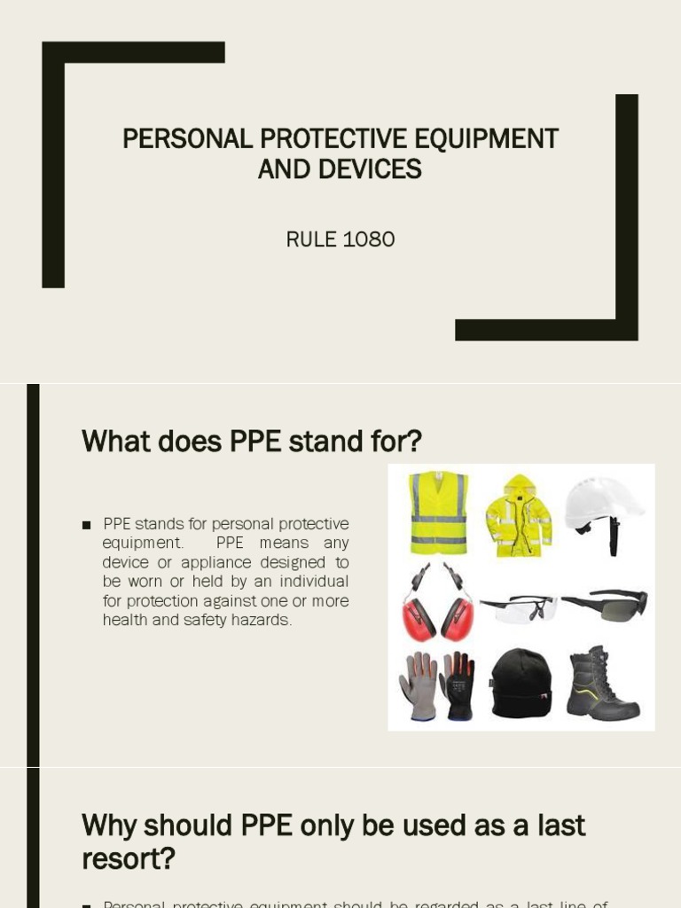 OSHS of The Philippines Rule 1080 PPE AND DEVICES Download Free PDF Personal Protective
