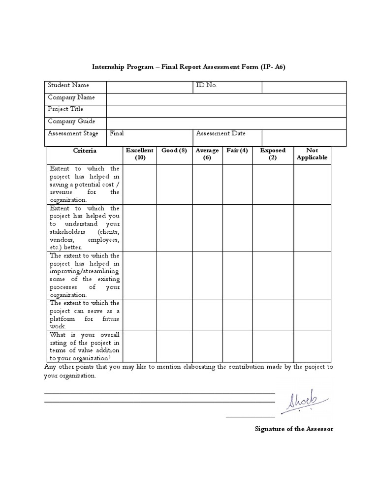 Internship Program Final Report Assessment | PDF