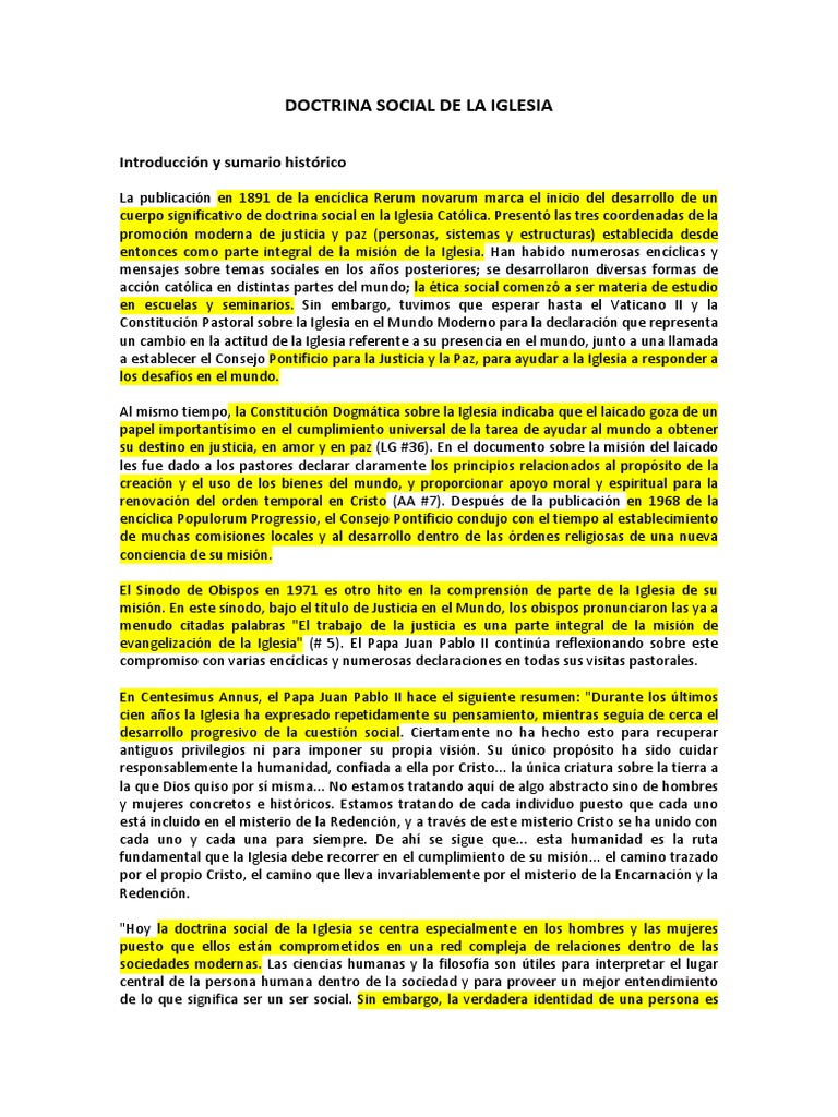 Doctrina Social de La Iglesia | PDF | Doctrina social católica ...