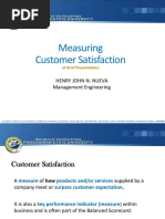 Measuring Customer Satisfaction: Henry John N. Nueva Management Engineering