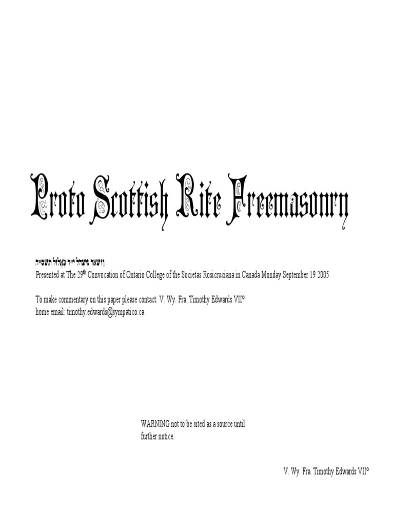 Proto Scottish Rite Freemasonry Overview | PDF | Freemasonry | Mutual ...