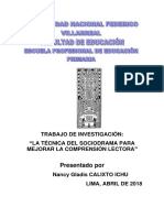 Monografia La Técnica Del Sociodrama para Mejorar La Comprensión Lectora