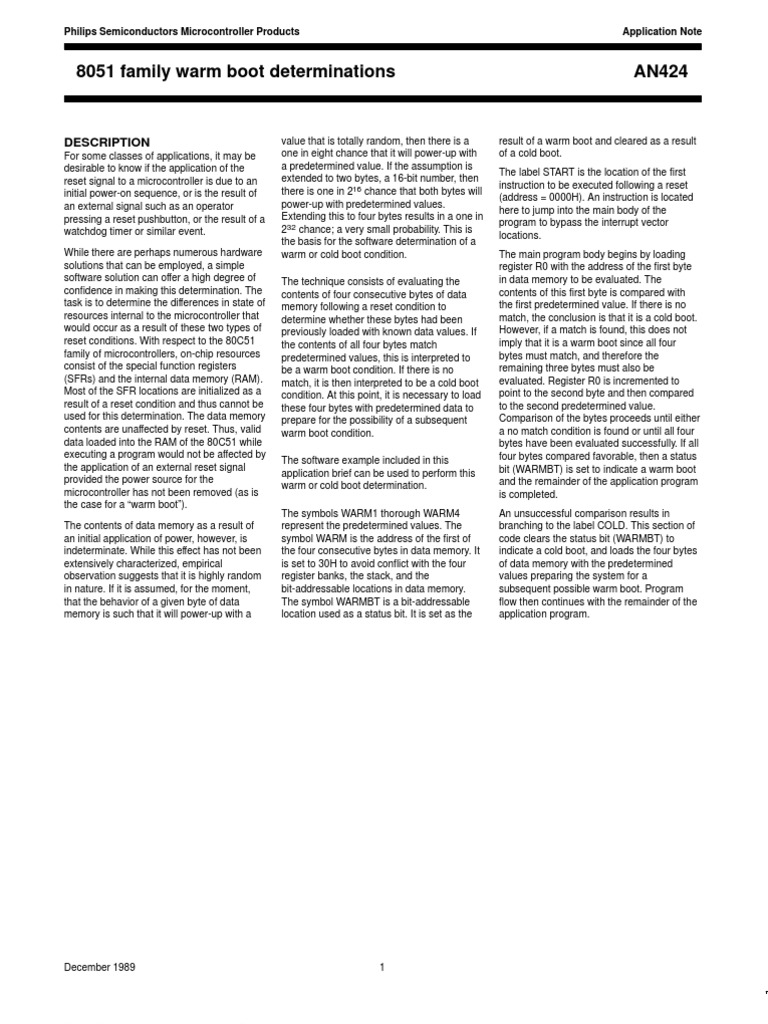 80c51 Family Warm Boot PDF Booting Classes Of Computers