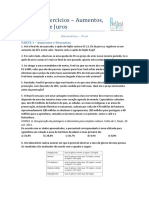 Lista de Exercícios - Aumentos, Descontos e Juros