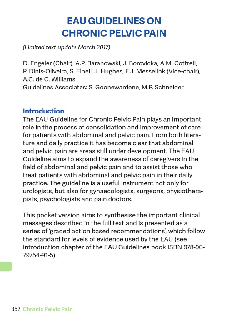 EAU Guidelines for Chronic Pelvic Pain | PDF | Urinary Incontinence | Pain