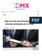 CDMX - Baja El Costo Del Documento de Voluntad Anticipada en La CDMX