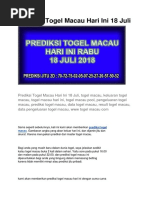 Prediksi Togel Macau Hari Ini 18 Juli
