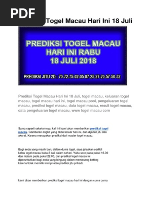 Prediksi Togel Macau Hari Ini 18 Juli Pdf