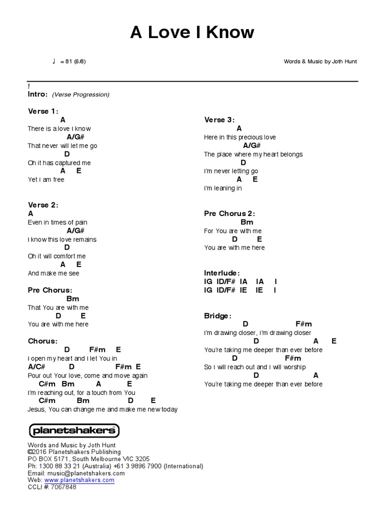 A Love I Know Chart Lyrics | PDF | Song Forms | Songs