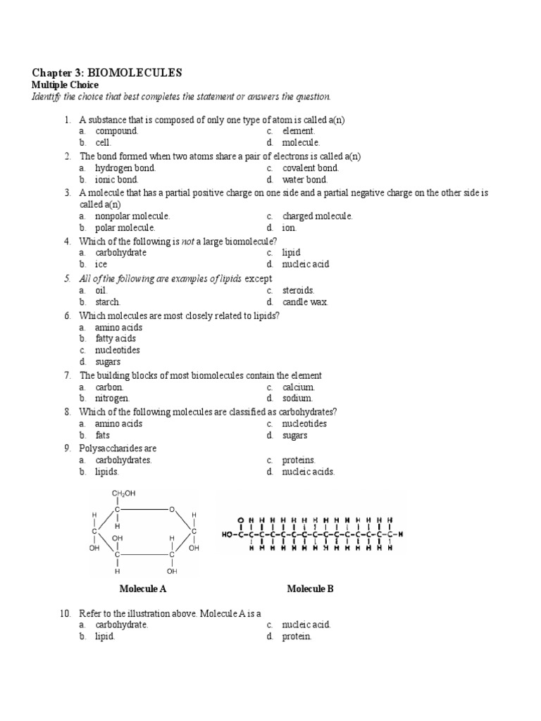 Mastering Biomolecules A Review of Key Concepts Regarding Elements