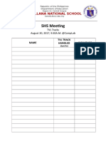 SHS Meeting Attendance Sheet