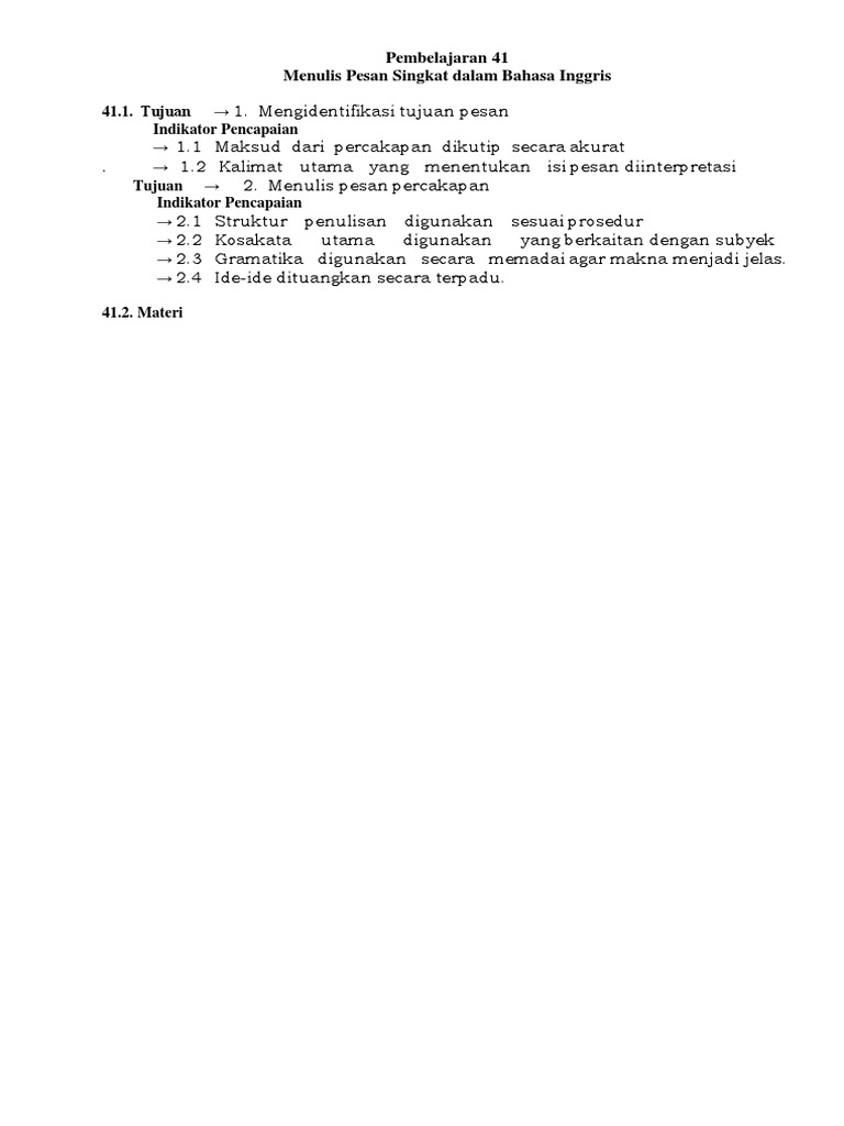 Menulis Pesan Singkat Dalam Bahasa Inggris