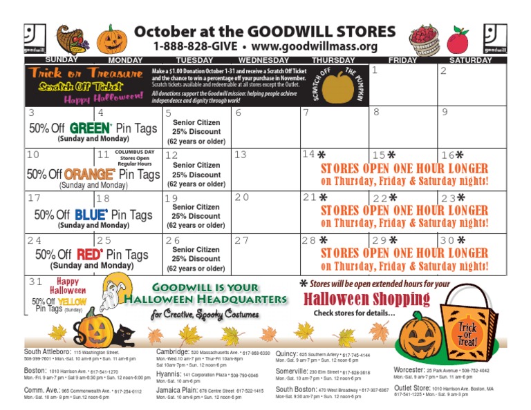 Goodwill's October Retail Calendar PDF
