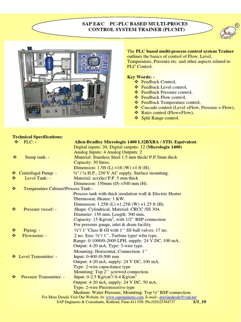 PC-PLC Multi-Process Control Trainer | PDF | Valve | Scada