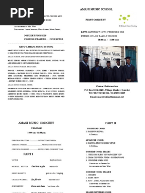 Amani Concert Program 2018