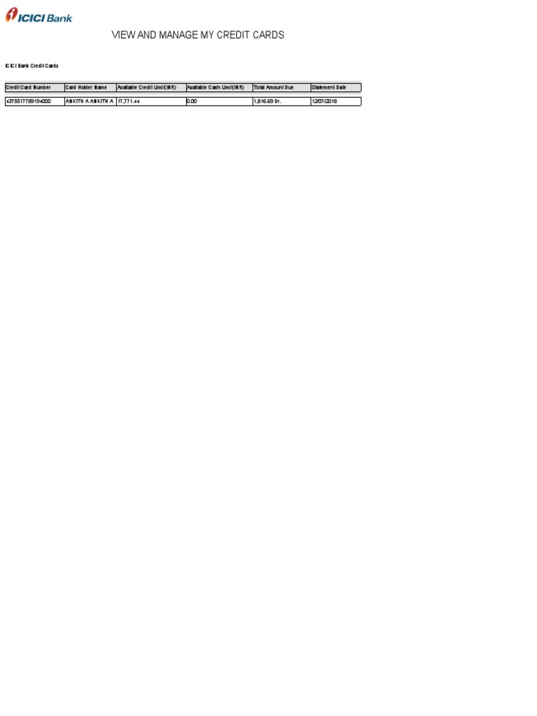View and Manage My Credit Cards | PDF