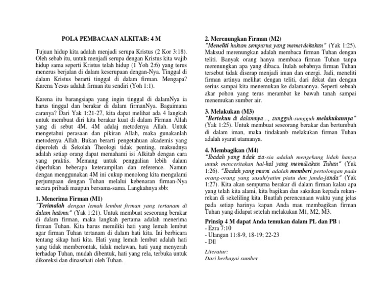 PATTERNS OF BIBLE READING: THE 4 M METHOD | PDF
