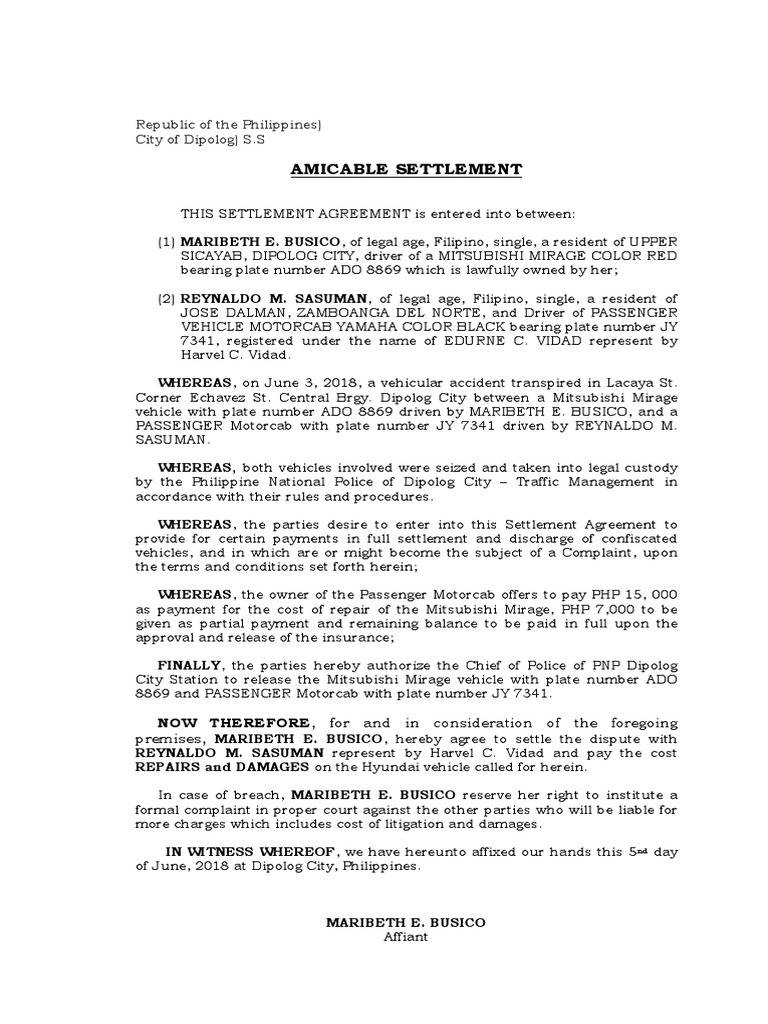 Image Result For Amicable Settlement Overview Definition And Example