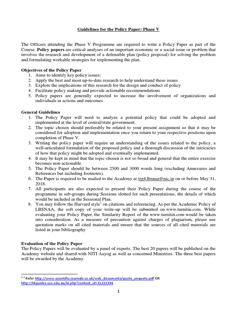Guidelines for Writing Policy Papers | PDF | Policy | Citation