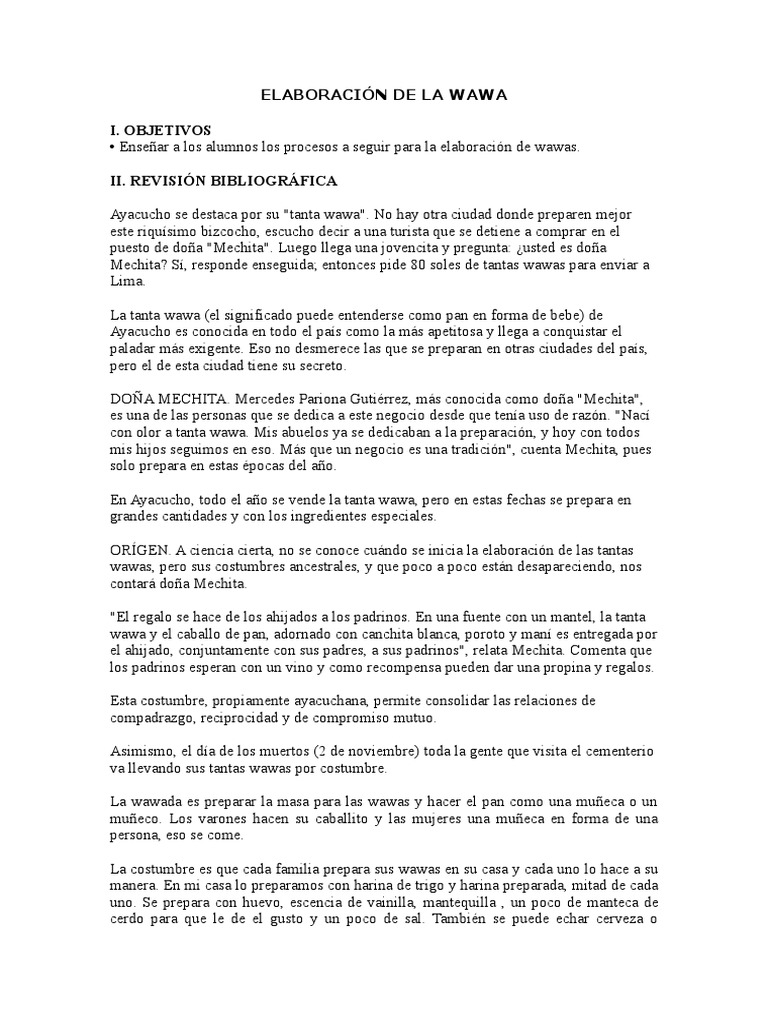 Elaboración de la Tanta Wawa Ayacuchana | PDF | Panes | Comida y bebida