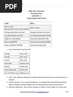 CBSE Class 10 Science Revision Notes Chapter - 2 Acids, Bases and Salts