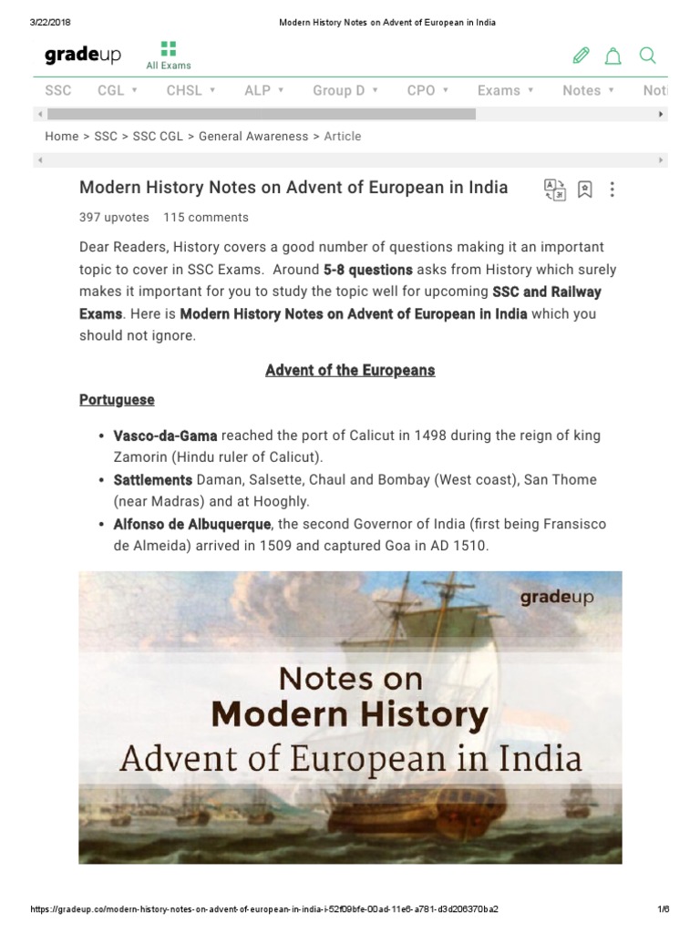 Modern History Notes On Advent of European in India | PDF | South Asia ...