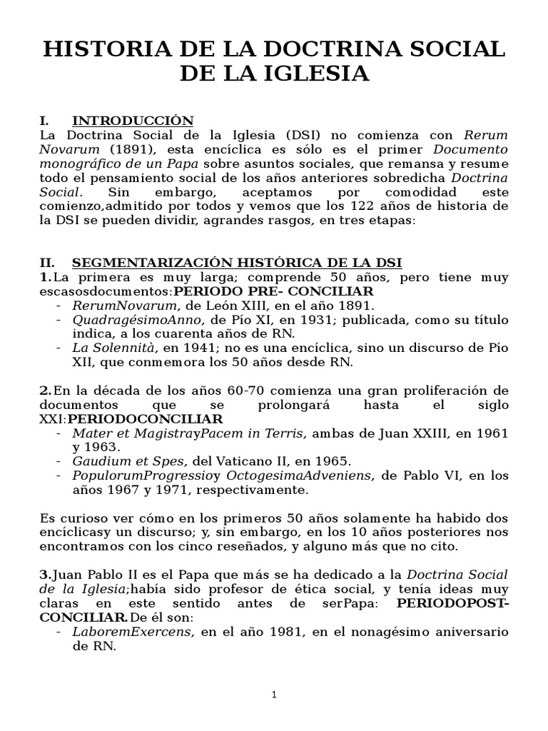 Historia de la Doctrina Social de la Iglesia | PDF | Doctrina social ...