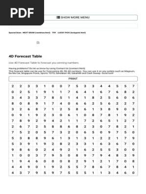 4d 5d 6d Forecast Table Pdf