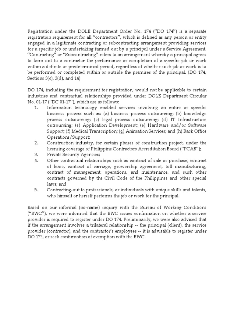 DO 174 Write-Up | PDF | Business Process Outsourcing | Outsourcing