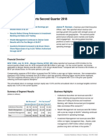 Morgan Stanley Reports Second Quarter 2018: James P. Gorman