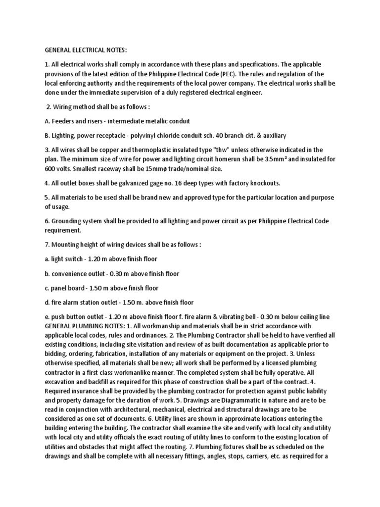 General Electrical Notes PDF Electrical Wiring Building Engineering