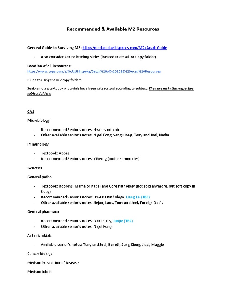 M2 Resources and Senior Notes Guide | PDF