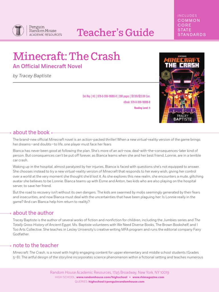 Minecraft The Crash Teacher S Guide Vocabulary Minecraft