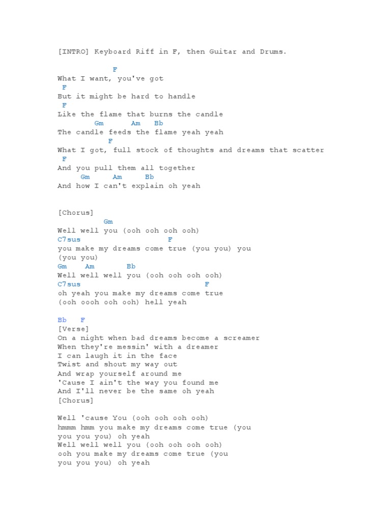 You Make My Dreams Come True Musical Compositions Rock Music