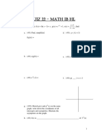 QUIZ 22 - Math IB HL: X X e X X
