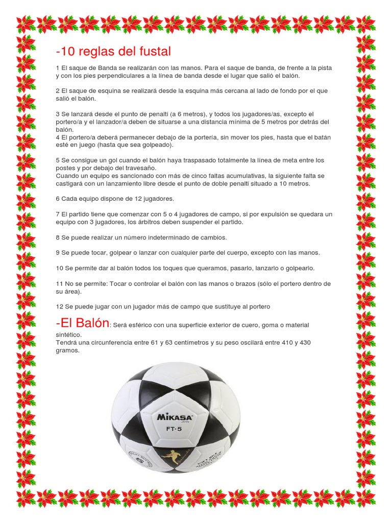 Futsal Reglas y Dimensiones PDF Juegos de habilidad física