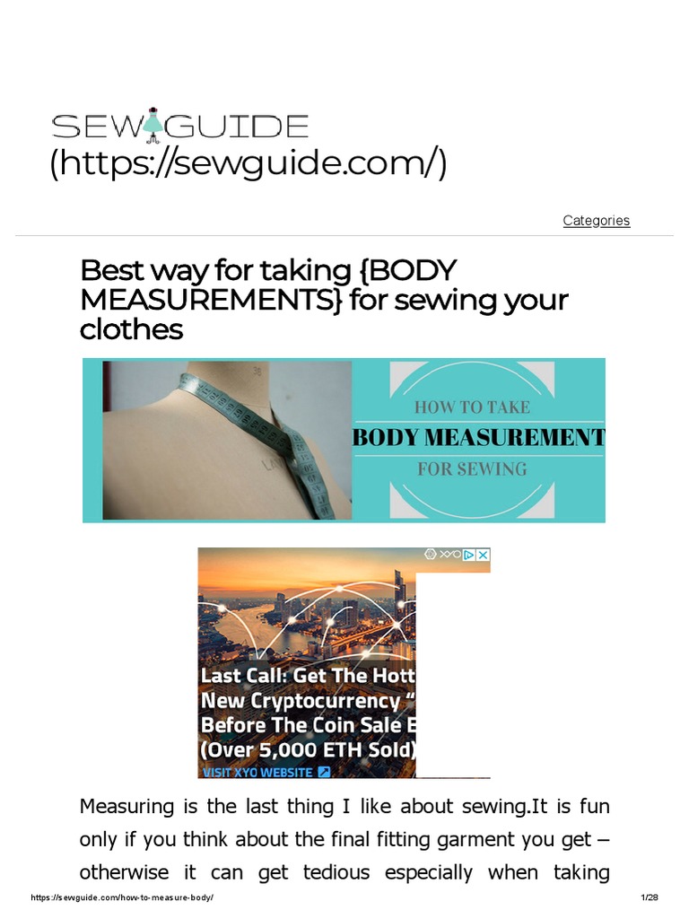 Body Measurements - Sew Guide | PDF | Waist | Sewing