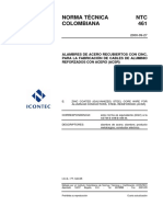 NTC 461: Especificación de alambre de acero galvanizado para cables ACSR