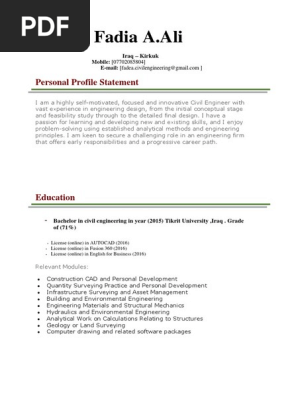 Civil Engineer Blank CV Download