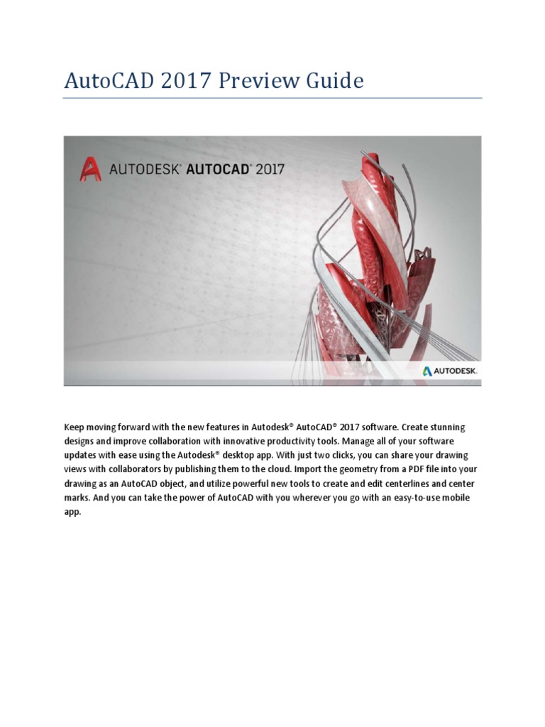AutoCAD 2017 Preview Guide - Final-4 | PDF | Auto Cad | Autodesk