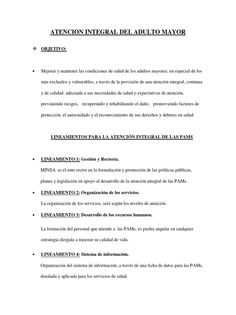 Atención Integral para Adultos Mayores | PDF | Adultos | Calidad ...