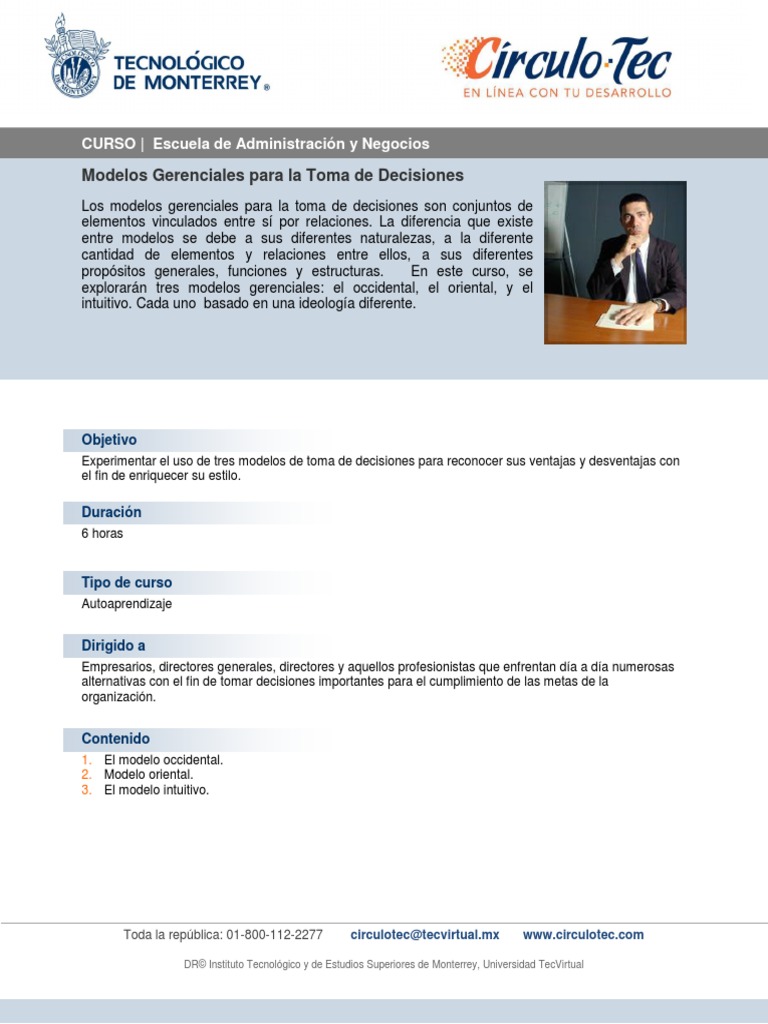 Curso Modelos Gerenciales para La Toma de Decisiones | PDF