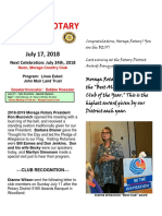 Moraga Rotary Newsletter For July 17 2018