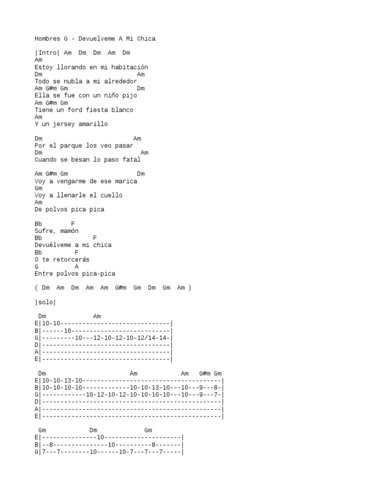 Devuelveme A Mi Chica Acordes Ukulele
