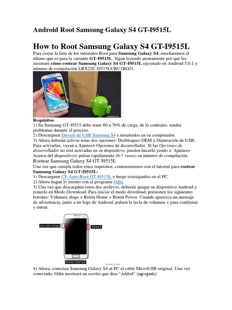 Android Root Samsung Galaxy S4 GT | PDF | USB | Android (Sistema.