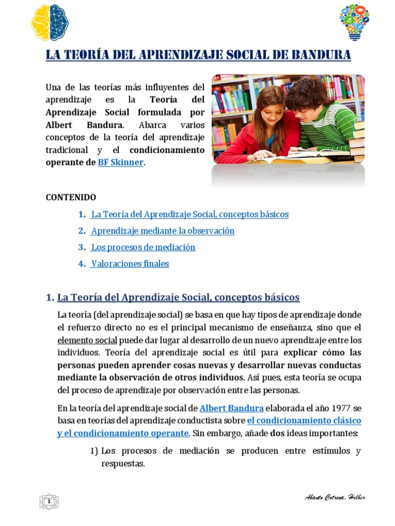 La Teoría Del Aprendizaje Social De Bandura Pdf Pdf Comportamiento