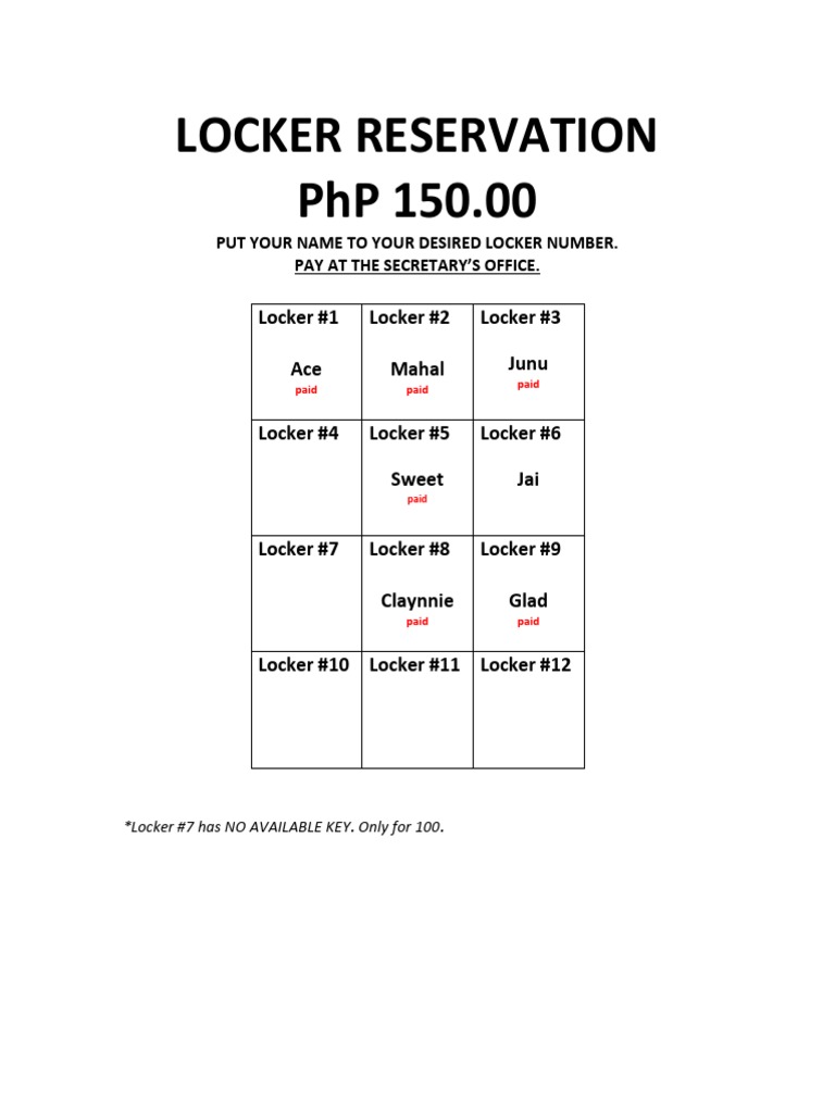 Student Locker Reservation Guide | PDF