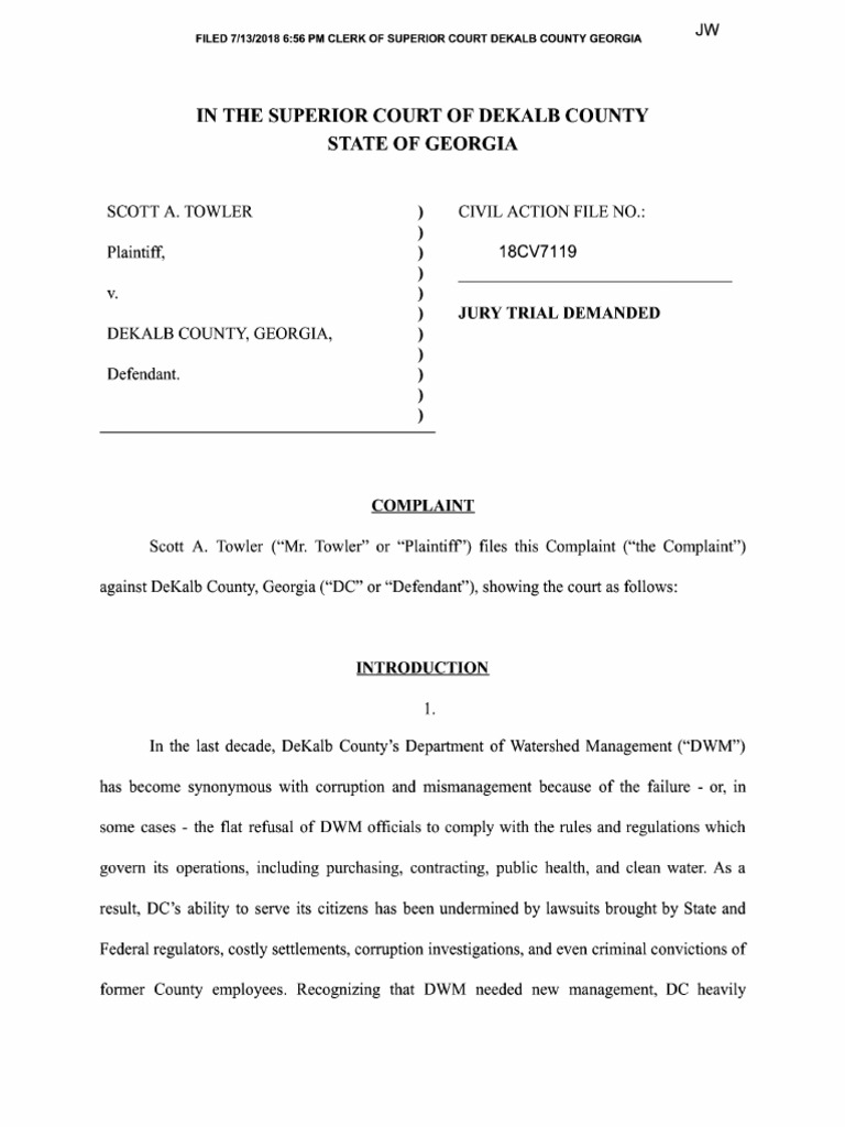 Towler's Whistleblower Complaint Against DeKalb | PDF | Whistleblower ...